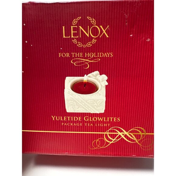 Lenox Yuletide Glowlites Package Tea Light Candle Holder Ceramic Holiday Design - Picture 3 of 10